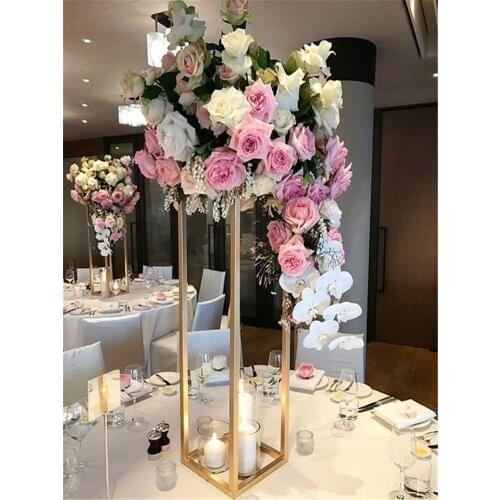 Wedding flower stand Metal Gold Color Flower Vase Table Column for Wedding Centerpiece Decoration