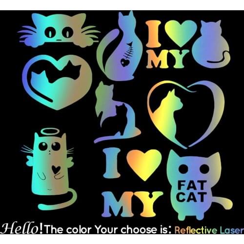 DS88 Beauty Little Cat Stickers Voiture Reflective Waterproof Vinyl Funny Sticker Accessories for Mazda Cruze Peugeot