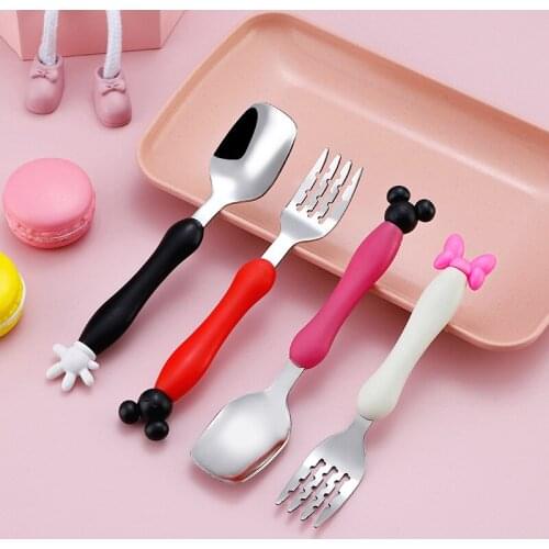 Stainless steel cartoon fork and spoon two-piece set toddler cute fork and spoon childrens tableware eco friendly dinner set