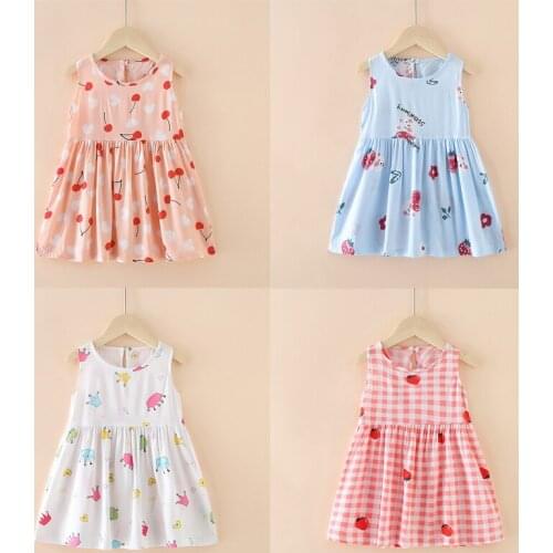 VOGUEON 1 2 3 4 5 6 7 8 Years Summer Girl Princess Dress Cartoon Cherry Dress Polka Dot Kids Dresses for Girls Children Clothing