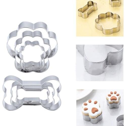 1pc Biscuit Mold Pet Dog Bone Claw Mold Cake DIY Fondant Pastry Decorating Baking 430 Stainless Steel Kitchen Tools