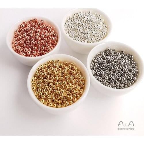 100 Pcs/set 18K Loose Beads Gold Plated Beads White Gold Spacer Beads Silver Beads DIY Handmade Beaded Jewelry Material