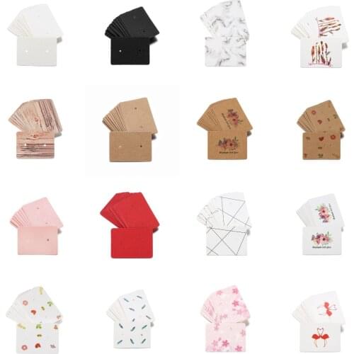 100Pcs Earring Display Card Ear Studs Hang Tag Jewelry Card Cardboard Earring Kraft Paper Tag Ear Ring Paper Hang Price Tag