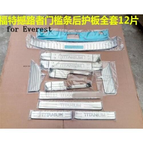 12PCS Car-covers stainless steel Rear Bumper Protector Sill Scuff Plate Door Sill for 2016 Ford Everest Car styling