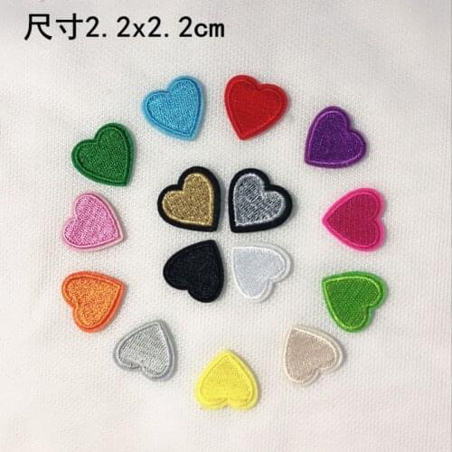200pcs/lot Small Embroidery Patch Love Heart Gold Silver Clothing Decoration Sewing Accessories Iron Heat Transfer. Applique
