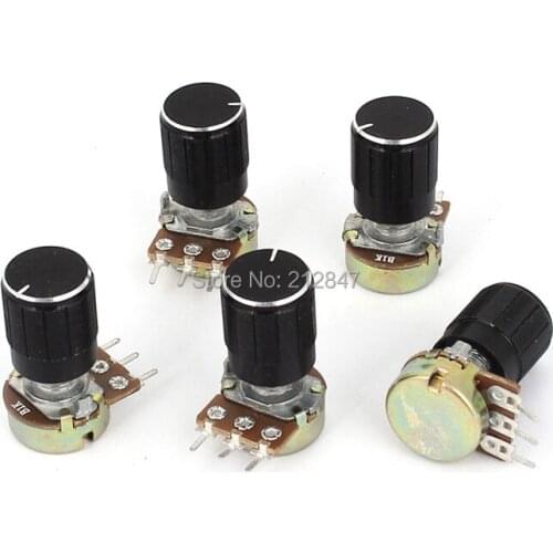 5 Pcs 1K OHM Linear Taper Rotary Potentiometer Inductors 1KB B1K Pot