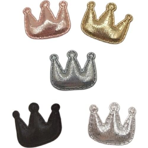 50pcs/lot 3.8*3cm Pu Crown Padded Appliques for Children Headwear Hair clip Accessories and Garment Accessories