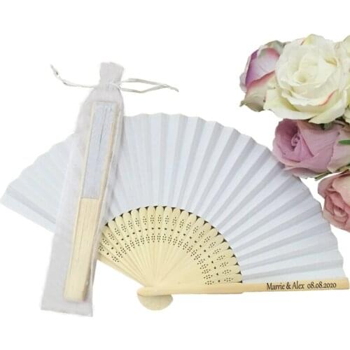 50PCS Personalized Paper Folding Fan Wedding Gift & Home Decorative Hand Held Party Favors