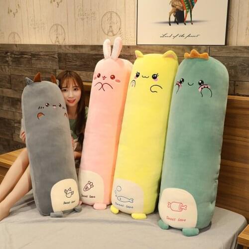 70-105 Cartoon Animal Dinosaur Rabbit Cat Chicken Monster Plush Toys Stuffed Soft Long Sleep Pillow Doll Cushion Kids Girls Gift