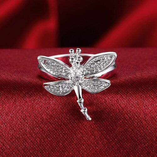925 Sterling Silver Zircon Dragonfly Rings For Women Fashion Wedding Engagement Party holiday gifts Charm high quality Jewelry