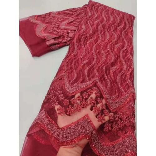 African Lace Fabric 2021 High Quality Lace Latest Beaded French Net Lace Tulle Mesh Fabrics For Nigerian Wedding 5Yards