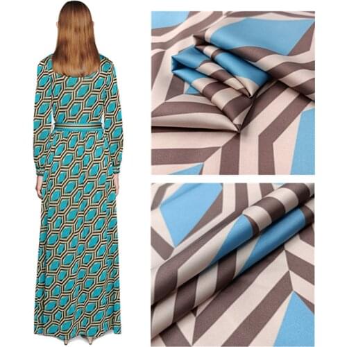 Polyester satin dress high-end plaid pattern customization European G brand floral printed cloth diy patchwork z14