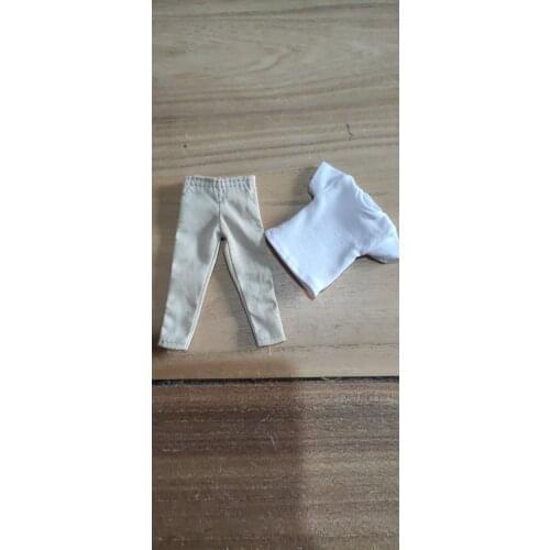 1/12 Scale White T-shirt + Pants Model For 6"Action Figures Doll