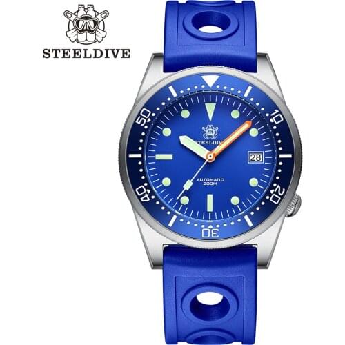 STEELDIVE Mechanical Wristwatch for Men Shark Diver Watch Men Automatic 20Bar Waterproof Black Dial NH35A Movement Steel Dive