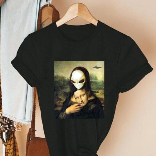 Colored Alien Guise Art T-shirt Vintage Womens Alien Parody Tshirt Aesthetic Unisex Short Sleeve Hipster Grunge Top Tee