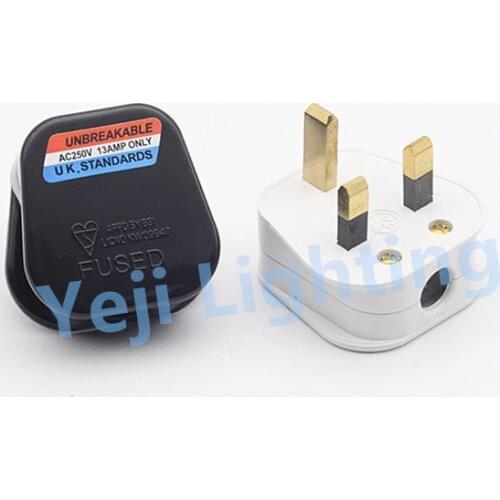 Electrical Socket Accessories UK English plug AC220V AC250V 13A PC 3 pins plug for Electrical cable wire chandeliers led lights