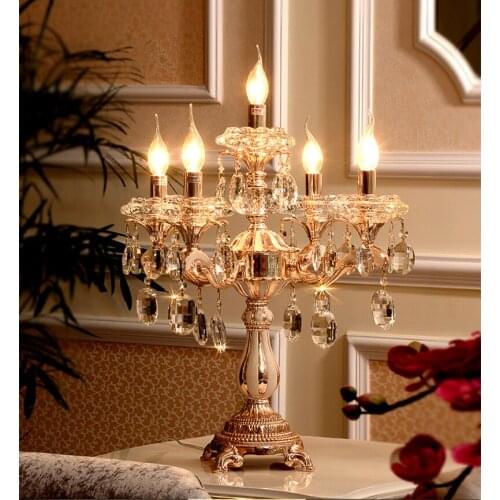 European table lamp bedside lamp bedroom study living room zinc alloy decorative table lamp creative crystal table lamp