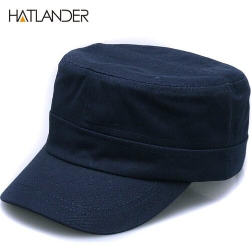 [HATLANDER]New fashion plain cotton Military hats unisex outdoor solid sun hat adjustable snapback gorra blank flat top Army cap