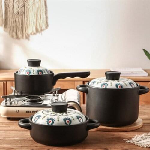 Ceramic Casserole Korean Multi-size Soup Pot Stew Pot Single Handle Milk Pot High Temperature Open Flame Home Kitchen Supplies