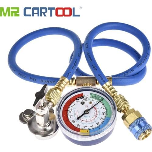 Mr Cartool R134A R22 R12 Refrigerant/Freon Can Tap Charging Hose Kit with Pressure Gauge for Home & Car Air Conditioning