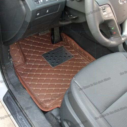 Leather car floor mats for hyundai santa fe 2012 2013 2014 2015 2016 2017 2018 interior accessories carpet cover sport DM