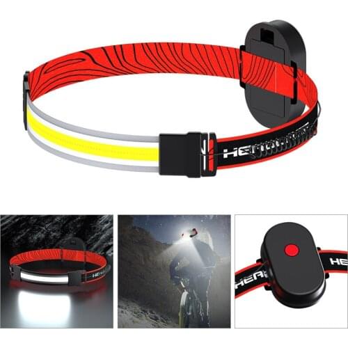 Outdoor Head-mounted Headlight Adjustable COB Mini Flashligh Night Running LED Light 3 Modes Waterproof Camping Headlamp