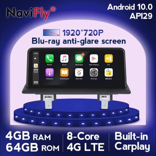 NaviFly Carplay Android 10 Car dvd radio multimedia Player GPS Navigation for BMW 1 Series 120i E81 E82 E87 E88 CCC CIC