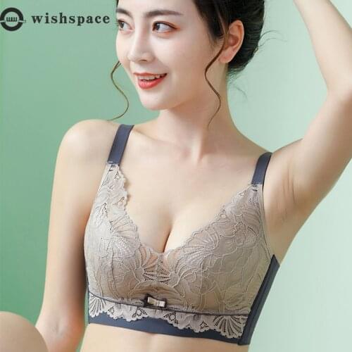 2021 New Latex Cup Lace Bra Together No Rims Small Chest Bump Color Underwear Vice Milk on Ms Gather Comfortable Bra