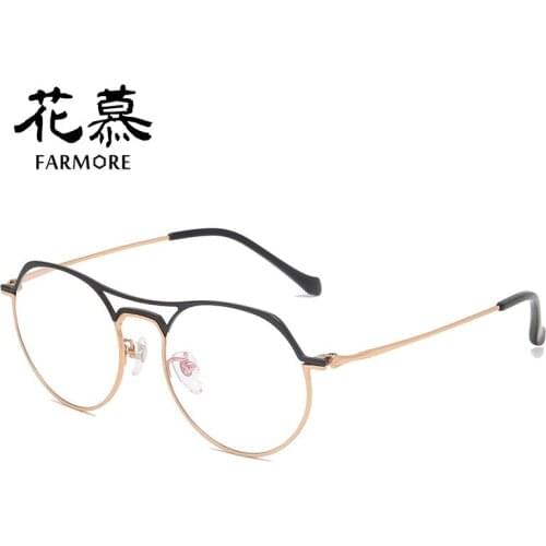 Glasses retro mens and womens large square frame glasses frame pilot double beam metal glasses frame