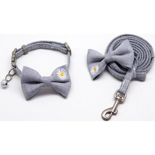 Dog Cat Collar Leash Adjustable Pet Bowknot Collar for Cat Puppy Small Pets Outdoor Walking Chihuahua Yorkshire Terier Kitten