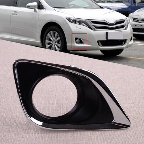 CITALL Front Right Bumper Fog Lamp Light Hole Molding with Chrome Edge Cover Bezel fit for Toyota Venza 2013 2014 2015