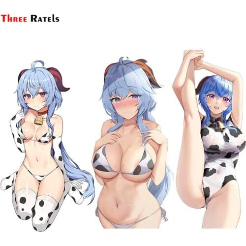 Three Ratels A237 Ganyu Genshin Impact Sticker For Passat B6 Sunscreen Car Decal Waterproof Decal Windshield Scratch-Proof Decor