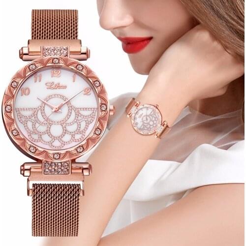 Luxury Womens Watch Magnet Buckle Diamond Watch Fashion Stainless Steel Quartz Clock Relogio Feminino relojes para mujer saati