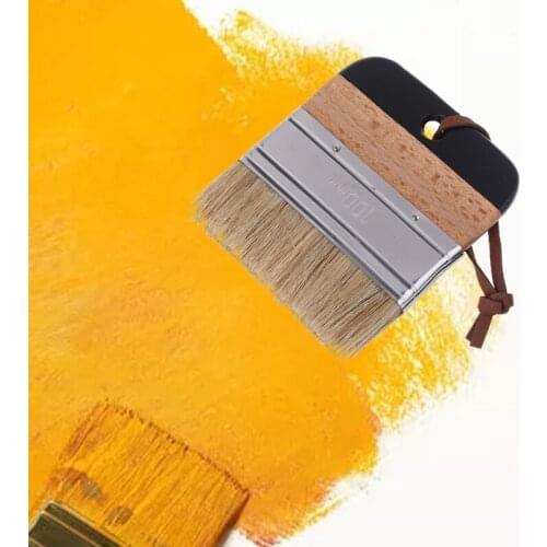 Wide Flat Chalk Paint Wax Brush Ergonomic Wood Handle Natural Bristle Brushes Furniture DIY Painting Waxing Tool W3JE