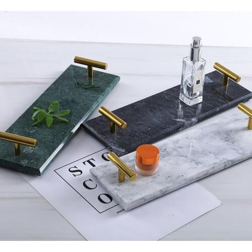 Nordic wind natural marble tray tea tray teacup jewelry cosmetic tray cake bathroom tray