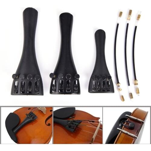Violin 1/8 3/4 4/4 Carbon Fiber Violino Fiddle Tailpiece Tailgut 4 Fine Tuners Parts Accessories