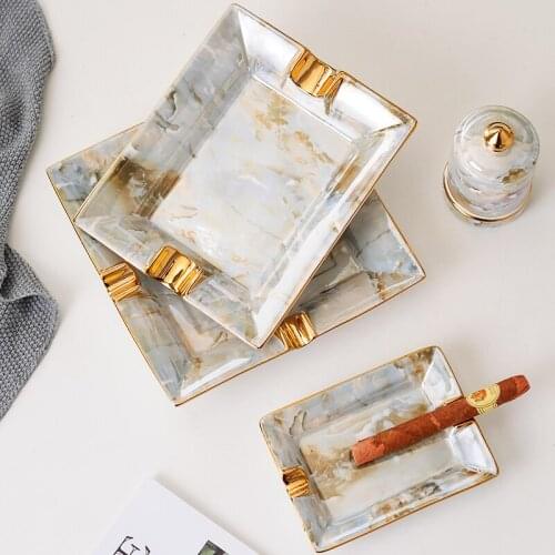 Light Luxury Ceramic Ashtray Personality Home Decoration Desktop Ornaments Cigar Ashtray Creative Ceramic Anti Fly Ash Ashtray