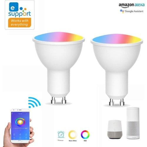 Wifi Smart Gu10 LED Lamp Bulb 220-240V 4W RGB+CCT Spotlight EWeLink APP Remote Smart Home Control Work With Alexa Google Home