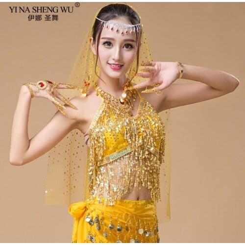 Women Fashion Halter Bra Top with Sequins Tassel Latin Belly Dance Costume Club Party Festival Rave Dance Sexy Crop Tops New