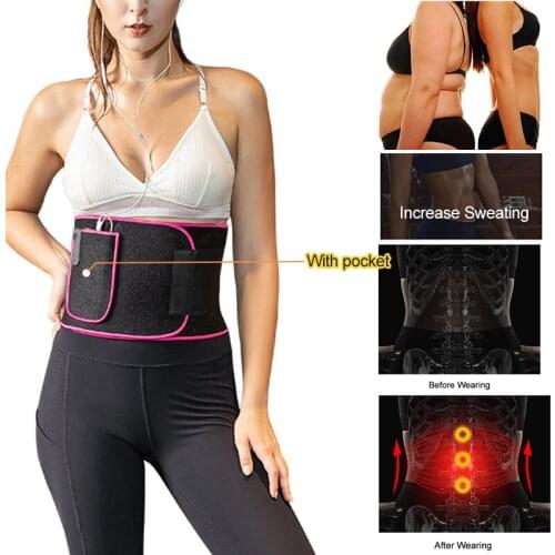 Women Waist Trainer Neoprene Belt Weight Loss Cincher Body Shaper Tummy Control Strap Slimming Sweat Fat Burning Girdle pocket