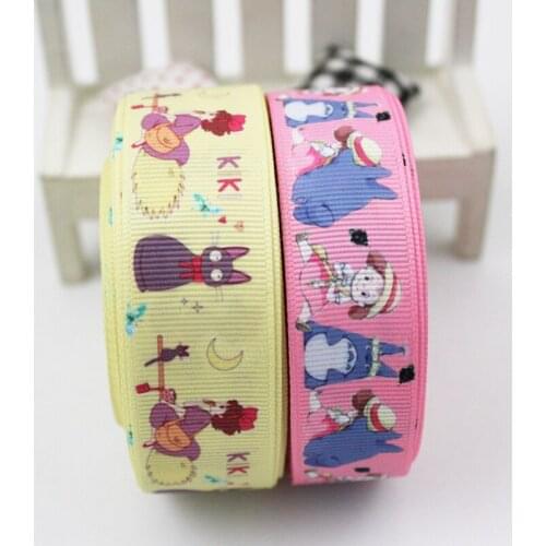 10 Yards Single Face Pink Cartoon Character Printed Grosgrain Ribbon 22mm Polyester Decor Webbing Garment Accessories Band