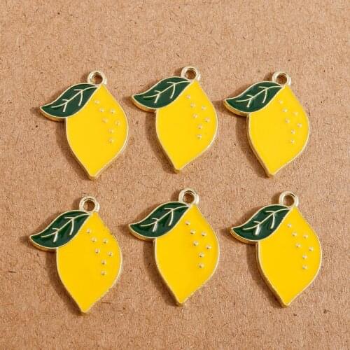 10pcs 17*21mm Alloy Enamel Lemon Charms Pendants for DIY Jewelry Making Necklaces Earrings Fruit Handmade Jewelry Findings Craft