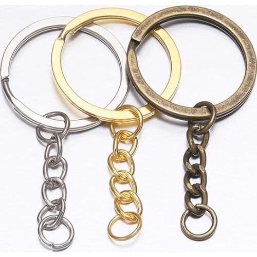 10pcs/lot 30mm Gold Key Chain Key Ring Round Pendant Split Ring DIY Connector Keychain Keyrings For Jewelry Making Accessories