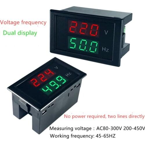10PCS LED dual display voltage frequency meter voltmeter range AC 80-300V 45.0-65.0 Hz red green / red panel monitor