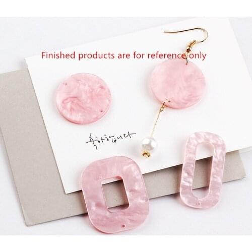 2017 summer style 50pcs/lot pink printing geometry rounds/rectangle shape acrylic beads charms diy jewelry earring pendants