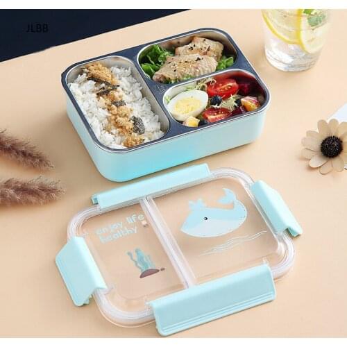 800ml Cartoon Stainless Steel 304 Lunch Box Leak-Proof Kids Children Bento Box Student School Microwave Food Container
