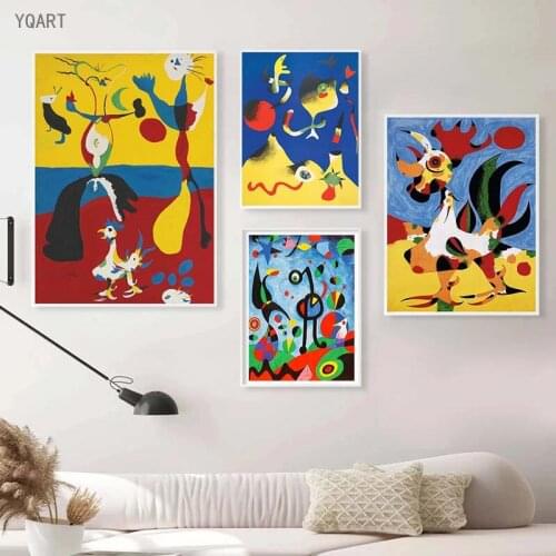 Joan Miro Abstract Watercolor Canvas Paintings Posters and Prints Wall Art Cuadros Pictures for Modern Home Living Room Decor