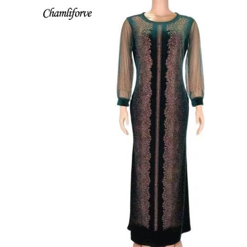 African Dresses for Women Velvet African Print Maxi Dress Evening Party Dress Dashiki African Clothes Plus Size Christmas Robes