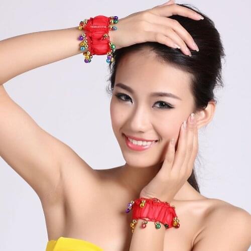 Indian Belly Dance accessories Bell Bracelet Dance wrist ornaments Belly dancing Chiffon CRBT Bracelets jewelry