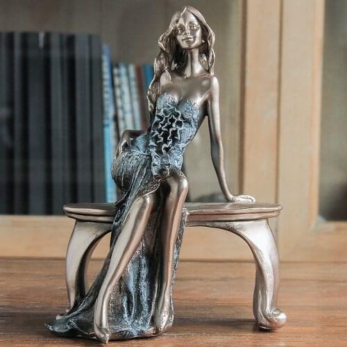 Home Decoration Accessories Blue Ballet Elegant Girl Sculpture Ornament Dance Figures Wedding Decoration Statue Gifts Sculpture
